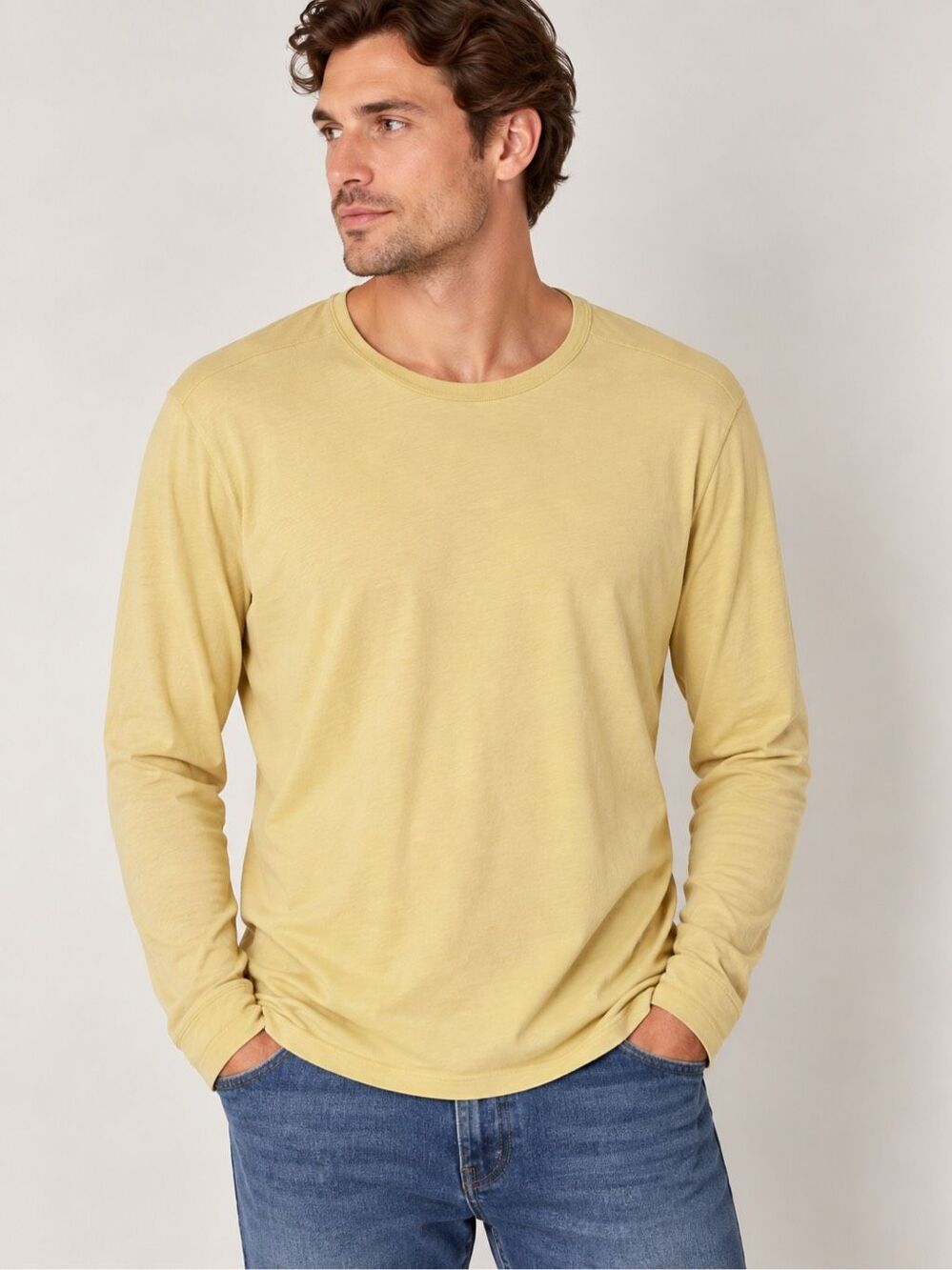 Knickerbocker NYC T Shirt Mens Size XL Butter Yellow Long Sleeve Portugal Made